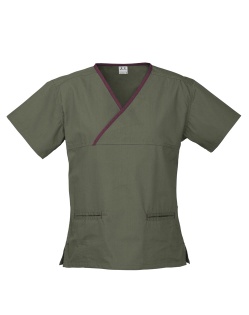 HEALTH BEAUTY/contrast ladies scrubs/H10722_sage_maroon